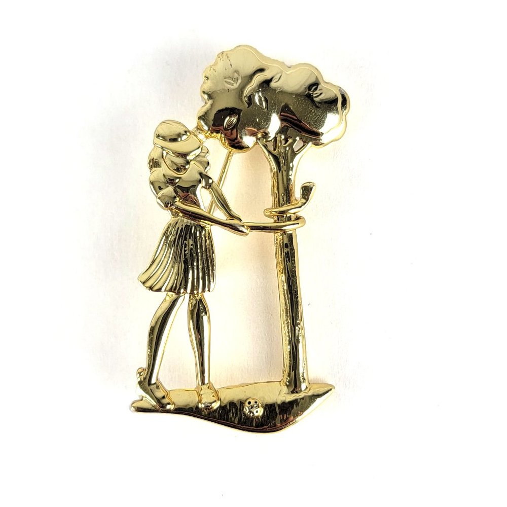 Vintage Gold Tone AJC Golf Lady Brooch